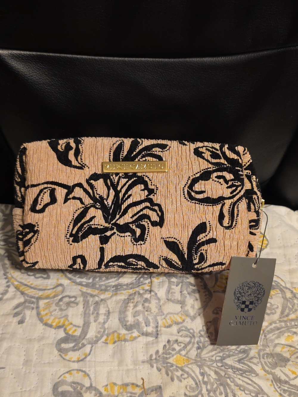 Vince Camuto Floral Quilted Cosmetic Pouch